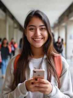 Alumna con celular