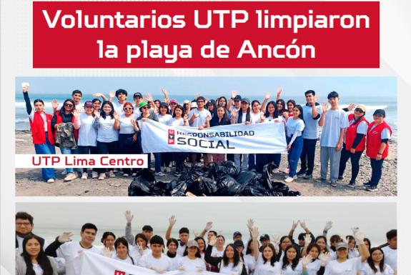 Voluntariado UTP Lima Centro y Norte limpian la playa de Ancón en Pro de la Comunidad y el Medioambiente